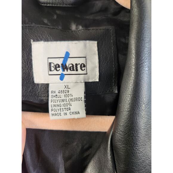 Beware Grunge Women's Faux Leather Lace-Up Long Jacket-XL - Picture 9 of 10